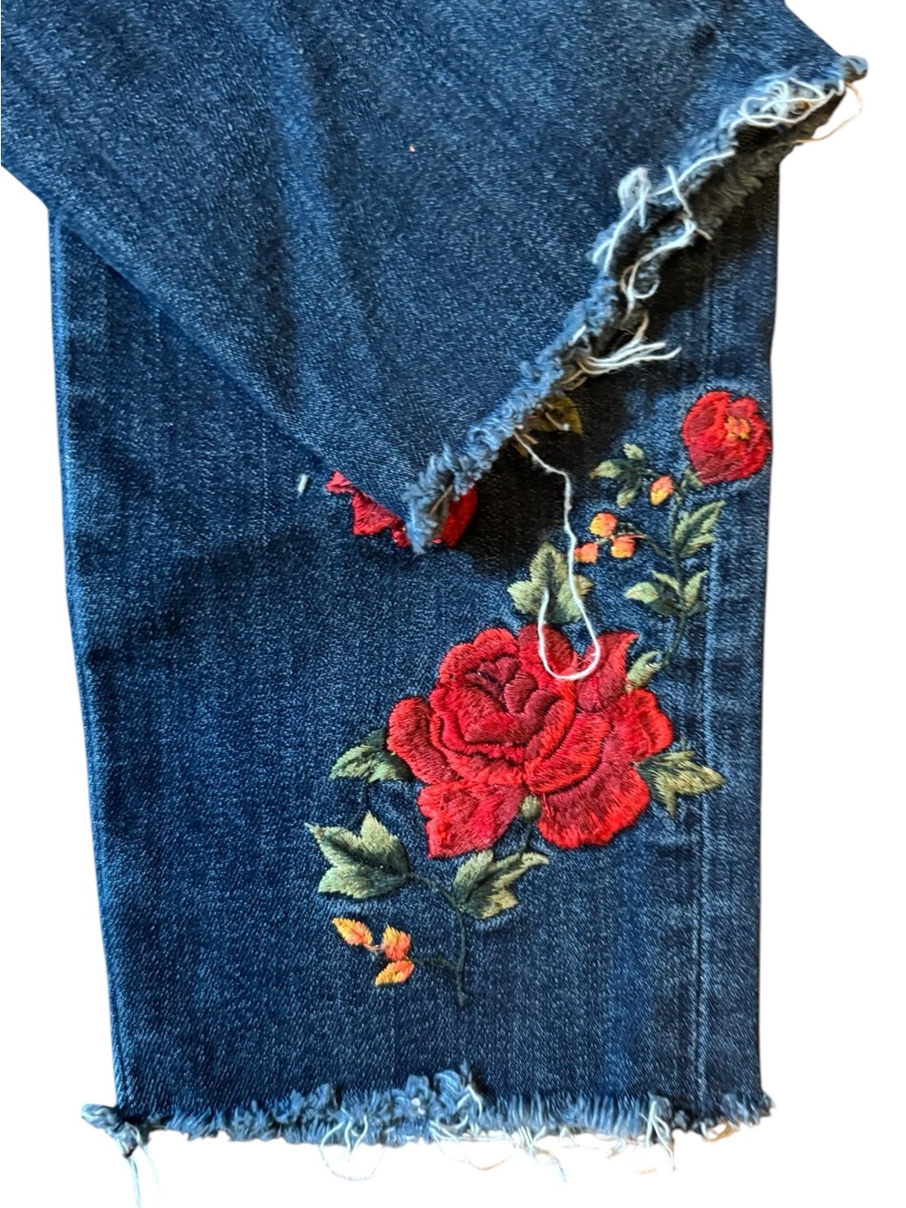 Driftwood Jackie Embroidered Distressed Jeans Rise 11" Inseam 28" Med Wash Sz 31 - Picture 9 of 15